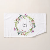 Élégant Monogramme Floral Chic coloré (Serviette à main)