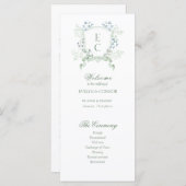 Élégant Monogramme Floral Crest Wedding Programme (Devant / Derrière)