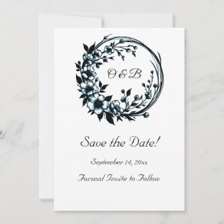 Élégant Monogramme Floral Enregistrer La Carte Dat
