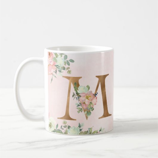 Élégant Monogramme floral "M" - Mug classique, 325 (Gauche)