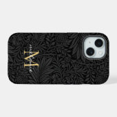 Élégant Monogramme Floral Noir (Verso Horizontal)