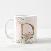 Élégant Monogramme Floral Rose D Café Mug (Gauche)