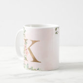 Élégant Monogramme Floral Rose K Café Mug (Devant gauche)