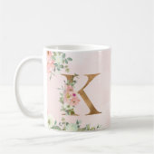 Élégant Monogramme Floral Rose K Café Mug (Gauche)