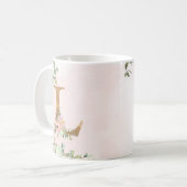 Élégant Monogramme floral rose L Café Mug (Devant gauche)