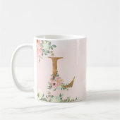 Élégant Monogramme floral rose L Café Mug (Gauche)