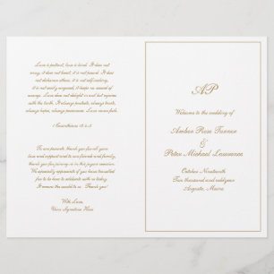 Élégant Monogramme Formal Gold Wedding Programme