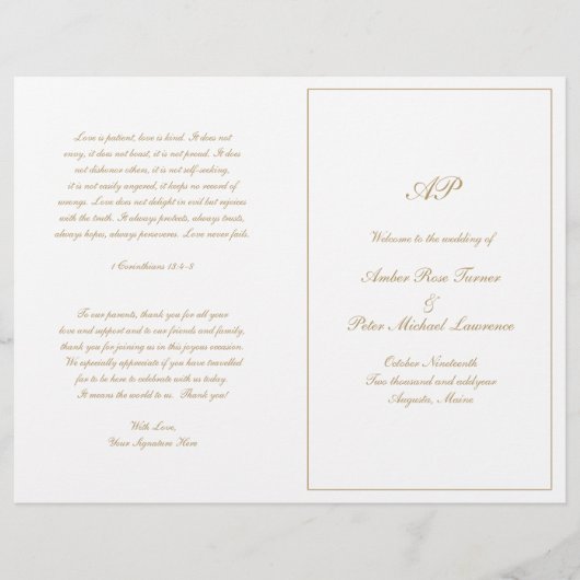 Élégant Monogramme Formel Programme de Mariage en (Devant)