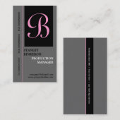 Élégant monogramme gris noir carte de visite (Devant / Derrière)