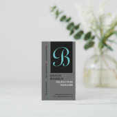 Élégant monogramme gris noir carte de visite (Debout devant)