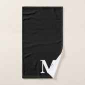 Élégant monogramme initial à pois noir et blanc (Serviette à main)