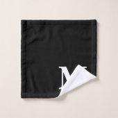 Élégant monogramme initial à pois noir et blanc (Gant de toilette)