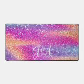 Élégant Monogramme initial Colorful Glit Desk Mat (Recto)