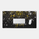 Élégant Monogramme initial Gold étoiles Desk Mat (Clavier et souris)