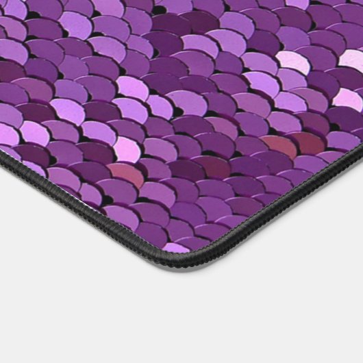 Élégant Monogramme initial Purple Sequin Desk Mat (Coin)