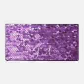 Élégant Monogramme initial Purple Sequin Desk Mat (Recto)
