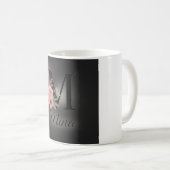 Élégant Monogramme M Mug - Coupe florale personnal (Devant droit)