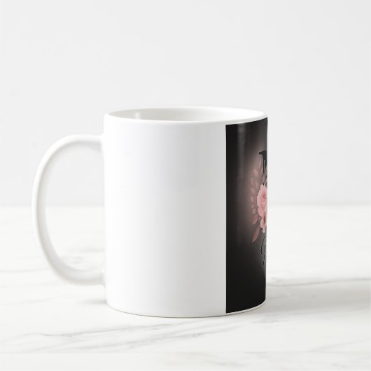 Élégant Monogramme M Mug - Coupe florale personnal (Gauche)