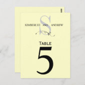 Élégant Monogramme Mariage Cartes Numéro de table (Devant / Derrière)