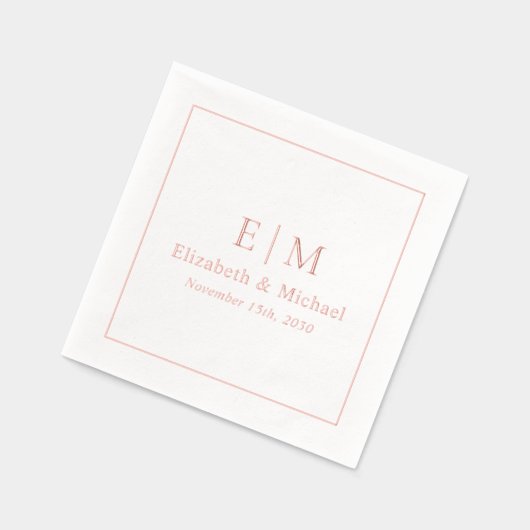 Élégant Monogramme Mariage de script Rose or (Gauche)