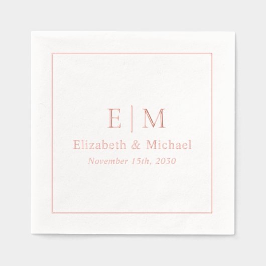 Élégant Monogramme Mariage de script Rose or (Recto)