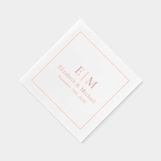 Élégant Monogramme Mariage de script Rose or (Droite)