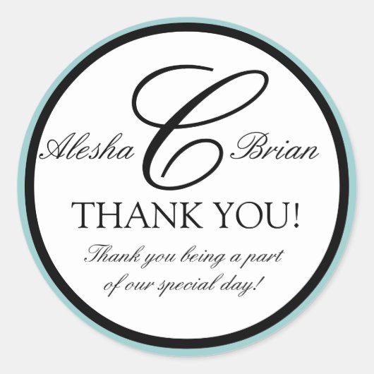 Élégant Monogramme Mariage Favoriser Merci Sticker (Devant)