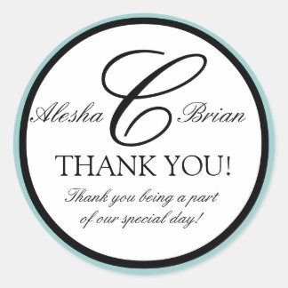 Élégant Monogramme Mariage Favoriser Merci Sticker