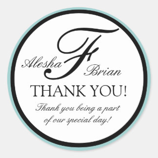 Élégant Monogramme Mariage Favoriser Merci Sticker