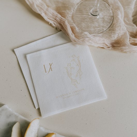 Élégant Monogramme | Mariage Poisson Koi Or