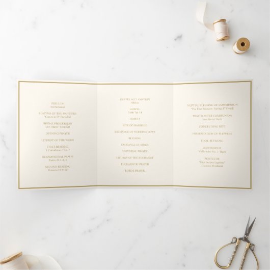 Élégant Monogramme Mariage Tri-Fold Wedding Progra (Intérieur)