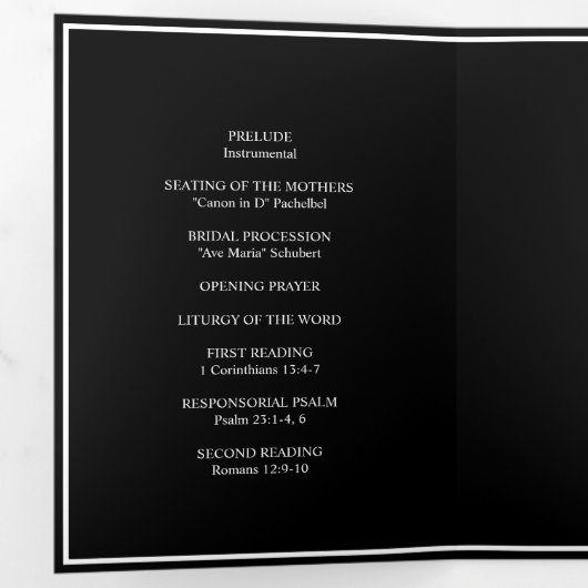Élégant Monogramme Mariage Tri-Fold Wedding Progra (Intérieur en premier)