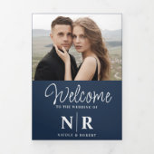 Élégant Monogramme Mariage Tri-Fold Wedding Progra (Page de couverture)