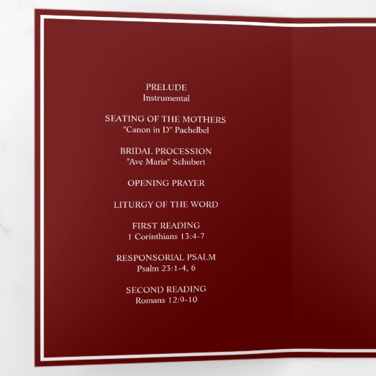 Élégant Monogramme Mariage Tri-Fold Wedding Progra (Intérieur en premier)