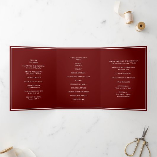 Élégant Monogramme Mariage Tri-Fold Wedding Progra (Intérieur)