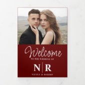 Élégant Monogramme Mariage Tri-Fold Wedding Progra (Page de couverture)