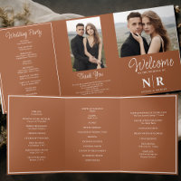 Élégant Monogramme Mariage Tri-Fold Wedding Progra
