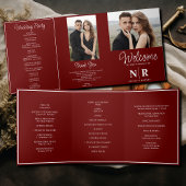 Élégant Monogramme Mariage Tri-Fold Wedding Progra