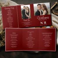 Élégant Monogramme Mariage Tri-Fold Wedding Progra