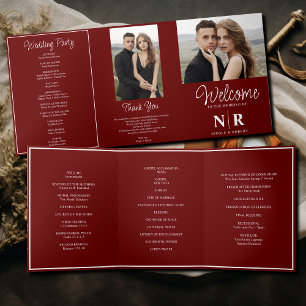 Élégant Monogramme Mariage Tri-Fold Wedding Progra