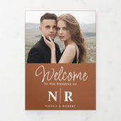 Élégant Monogramme Mariage Tri-Fold Wedding Progra (Page de couverture)