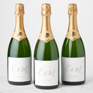 Élégant Monogramme Mariage Vin Étiquette
