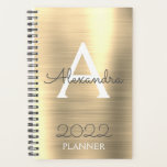 Élégant Monogramme Métallisé Or 2022<br><div class="desc">Planificateur de cahier à spirale de nom et d'initiales Monogramme Métallisé Or 2022. C'est le cadeau idéal pour un anniversaire sweet 16, un mariage, une douche de mariée, un anniversaire de mariage, une baby shower ou une soirée d'enterrement de vie de jeune fille pour quelqu'un qui aime le luxe clinquant...</div>