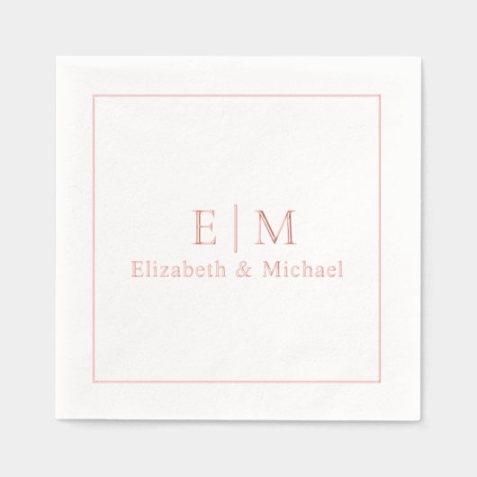 Élégant Monogramme Minimal Mariage Rose Or (Recto)