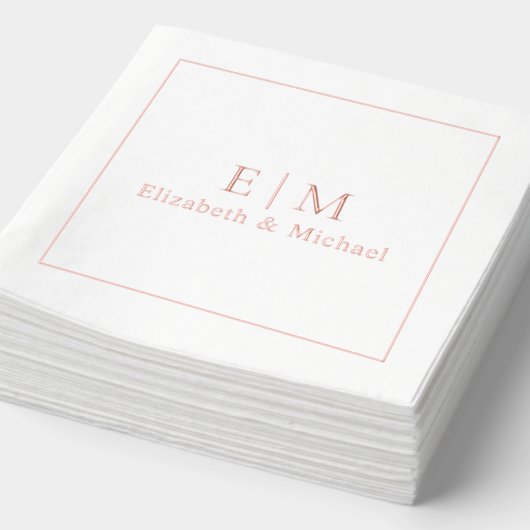 Élégant Monogramme Minimal Mariage Rose Or (Détail)