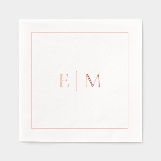 Élégant Monogramme Minimal Mariage Rose Or (Recto)
