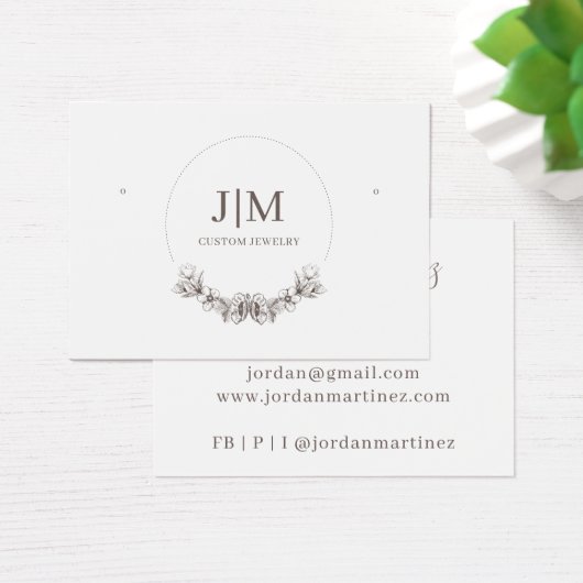 Élégant Monogramme Moderne Bijoux Écran d'oreille (Bureau)