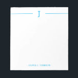 Élégant Monogramme moderne bleu blanc Bloc-notes<br><div class="desc">Ajoutez facilement votre nom et votre initiale de monogramme personnalisé à ce bloc-notes bleu et blanc moderne.</div>