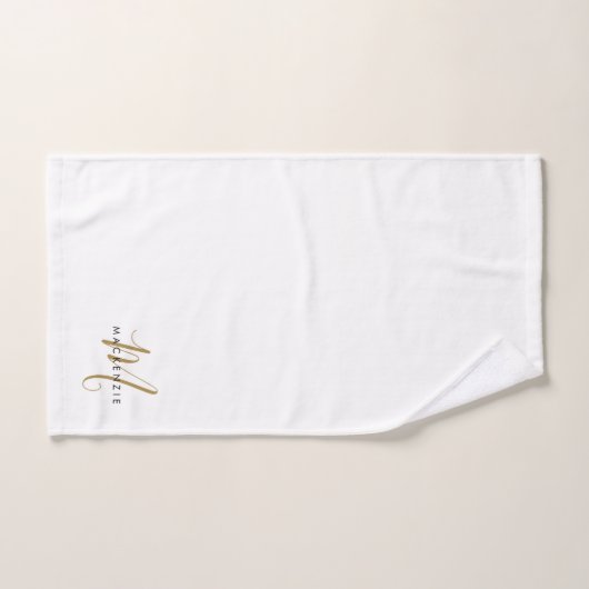 Élégant Monogramme moderne en or blanc (Serviette à main)