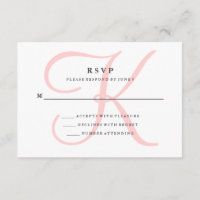 Élégant Monogramme moderne en rose RSVP
